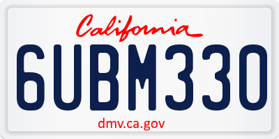 CA license plate 6UBM330