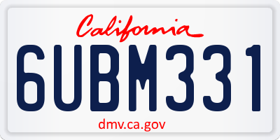 CA license plate 6UBM331