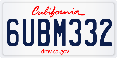 CA license plate 6UBM332