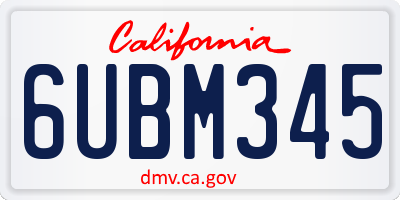 CA license plate 6UBM345