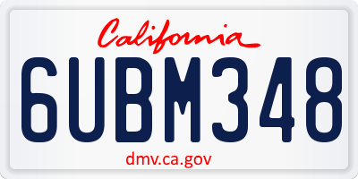 CA license plate 6UBM348