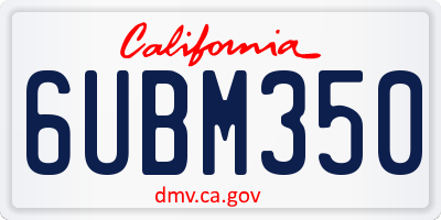 CA license plate 6UBM350