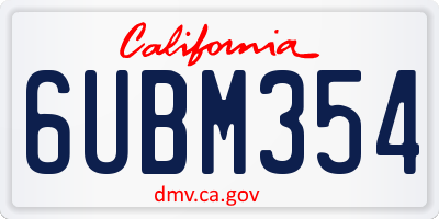 CA license plate 6UBM354