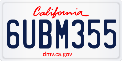 CA license plate 6UBM355