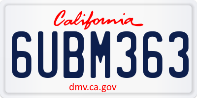 CA license plate 6UBM363