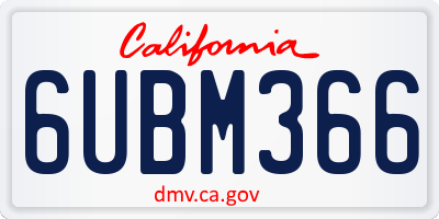 CA license plate 6UBM366