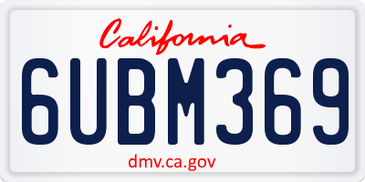 CA license plate 6UBM369