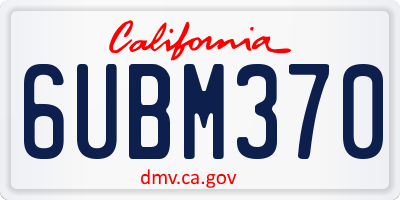 CA license plate 6UBM370