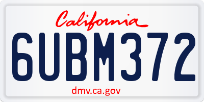 CA license plate 6UBM372