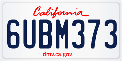 CA license plate 6UBM373
