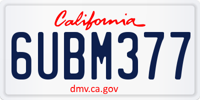 CA license plate 6UBM377