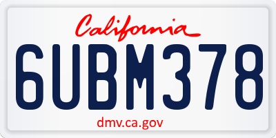 CA license plate 6UBM378