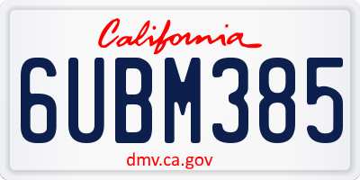 CA license plate 6UBM385