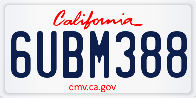 CA license plate 6UBM388