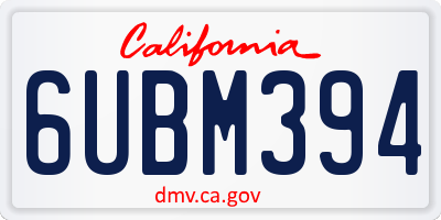 CA license plate 6UBM394