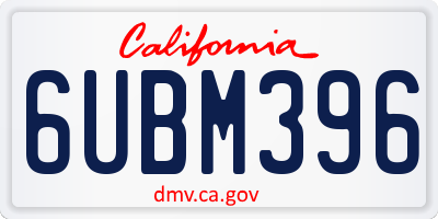CA license plate 6UBM396
