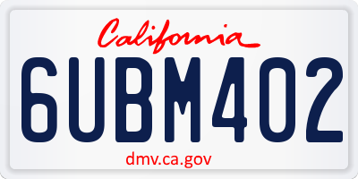 CA license plate 6UBM402