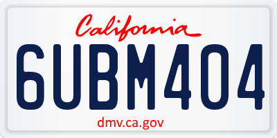 CA license plate 6UBM404