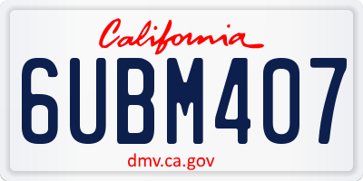 CA license plate 6UBM407