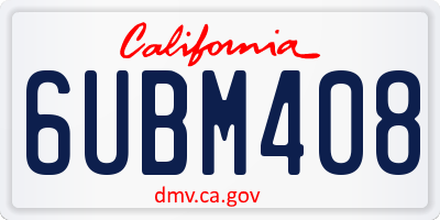 CA license plate 6UBM408