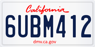 CA license plate 6UBM412