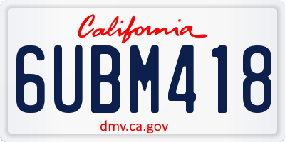 CA license plate 6UBM418