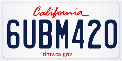 CA license plate 6UBM420