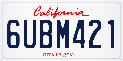 CA license plate 6UBM421