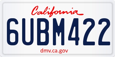 CA license plate 6UBM422