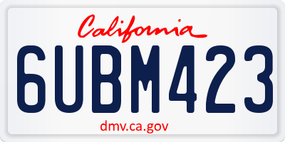 CA license plate 6UBM423