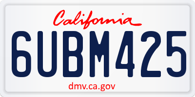 CA license plate 6UBM425