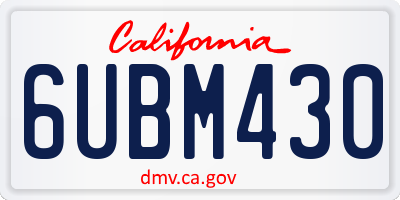 CA license plate 6UBM430