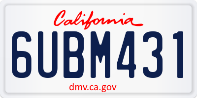 CA license plate 6UBM431