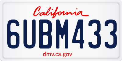 CA license plate 6UBM433