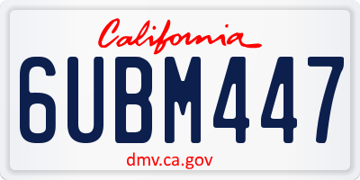 CA license plate 6UBM447