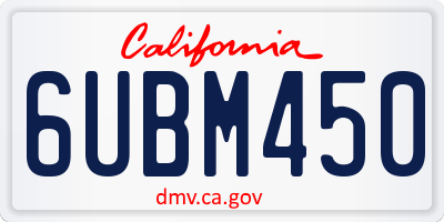 CA license plate 6UBM450