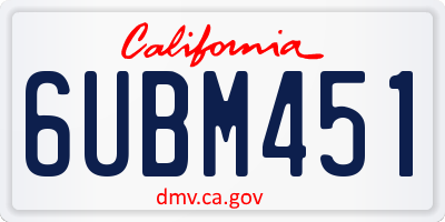 CA license plate 6UBM451