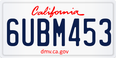 CA license plate 6UBM453