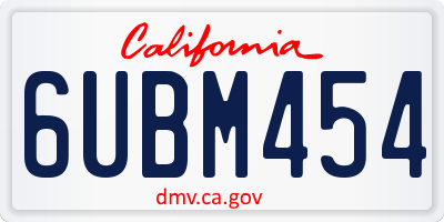 CA license plate 6UBM454