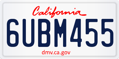 CA license plate 6UBM455