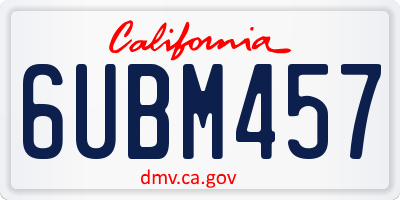 CA license plate 6UBM457