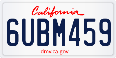 CA license plate 6UBM459