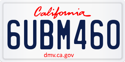 CA license plate 6UBM460