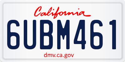 CA license plate 6UBM461