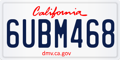 CA license plate 6UBM468