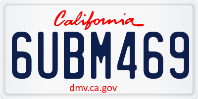 CA license plate 6UBM469