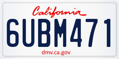 CA license plate 6UBM471