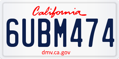 CA license plate 6UBM474