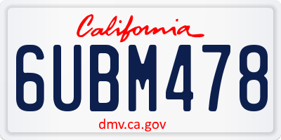 CA license plate 6UBM478