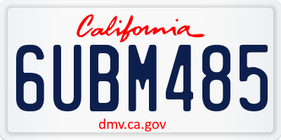 CA license plate 6UBM485
